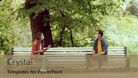  Presentation with young happy couple - Slide set with young-happy-loving-couple-having background and a coral colored foreground