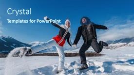  Presentation with season - Presentation design enhanced with young-happy-man-and-woman background and a ocean colored foreground