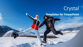  Presentation with season - PPT theme enhanced with young-happy-man-and-woman background and a ocean colored foreground