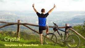  Presentation with joy - Slide deck having young-happy-man-biker-raised background and a tawny brown colored foreground