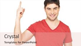  Presentation with good - Slide deck having young happy man with good background and a  colored foreground