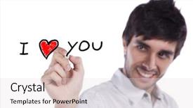  Presentation with whiteboard - Amazing slide deck having young happy man writing backdrop and a lemonade colored foreground