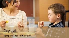  Presentation with mother child - Colorful presentation theme enhanced with young happy mother and her backdrop and a coral colored foreground
