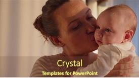  Presentation with loving mom - Presentation design having young-happy-mother-holds background and a tawny brown colored foreground