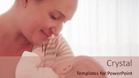  Presentation with loving mom - Theme enhanced with young-happy-mother-holds background and a coral colored foreground