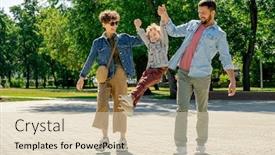  Presentation with hands holding - Cool new PPT layouts with young-happy-parents-laughing backdrop and a lemonade colored foreground