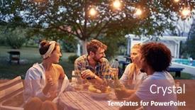  Presentation with dinner party - Presentation theme enhanced with young-happy-people-enjoying background and a red colored foreground