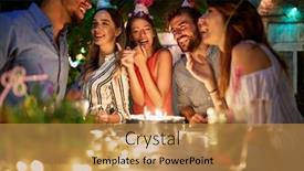  Presentation with birtday - Slide deck with young-happy-people-on-birtday background and a gold colored foreground