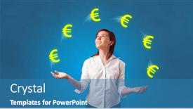  Presentation with euro - Colorful PPT theme enhanced with young-happy-person-juggle backdrop and a teal colored foreground
