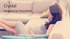  Presentation with pregnant woman - Slide deck consisting of young happy pregnant woman keeping background and a lemonade colored foreground