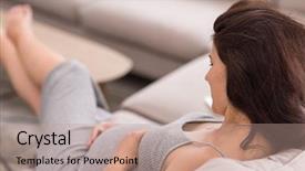  Presentation with pregnant woman in hospital - Beautiful presentation theme featuring young happy pregnant woman keeping backdrop and a  colored foreground