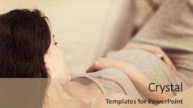  Presentation with pregnant woman - Colorful slides enhanced with young happy pregnant woman keeping backdrop and a coral colored foreground