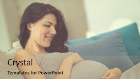  Presentation with pregnant woman - PPT theme enhanced with young happy pregnant woman keeping background and a  colored foreground