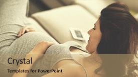  Presentation with pregnant woman - Amazing theme having young happy pregnant woman keeping backdrop and a coral colored foreground