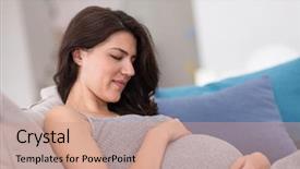  Presentation with pregnant woman - Amazing slide set having young happy pregnant woman keeping backdrop and a coral colored foreground