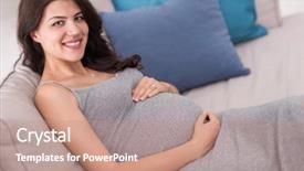  Presentation with medicine pregnant woman - Amazing slide set having young happy pregnant woman keeping backdrop and a coral colored foreground