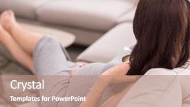  Presentation with pregnant woman - Presentation having young happy pregnant woman keeping background and a coral colored foreground