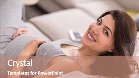  Presentation with pregnant woman - Slides consisting of young happy pregnant woman keeping background and a coral colored foreground