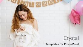  Presentation with reveal - PPT theme enhanced with young-happy-pregnant-woman-posing background and a white colored foreground