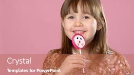 Presentation with lollypop - Theme enhanced with young-happy-smiled-pretty background and a coral colored foreground