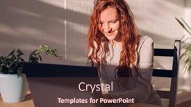  Presentation with virtual learning - PPT theme consisting of young-happy-smiling-student-talking background and a tawny brown colored foreground