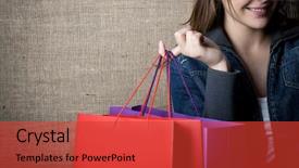  Presentation with blue and purple and red - PPT theme with young happy smiling woman holding background and a red colored foreground