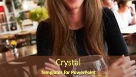  Presentation with hat - Amazing PPT theme having young-happy-white-woman backdrop and a tawny brown colored foreground