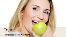  Presentation with young grey maine coon cat - Beautiful slides featuring young happy woman eats green backdrop and a coral colored foreground