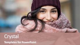  Presentation with face wash woman washing up - Amazing slides having young happy woman enjoying winter backdrop and a coral colored foreground