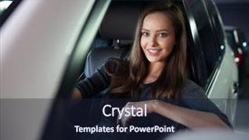  Presentation with person driving - PPT layouts enhanced with young happy woman in car background and a  colored foreground