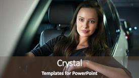  Presentation with person driving - Amazing slide deck having young happy woman in car backdrop and a tawny brown colored foreground