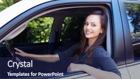  Presentation with person driving - Amazing PPT layouts having young happy woman in car backdrop and a  colored foreground
