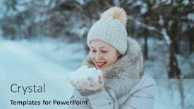  Presentation with clothing - PPT theme featuring young-happy-woman-in-warm background and a light blue colored foreground