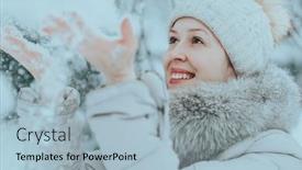  Presentation with clothing - Presentation theme consisting of young-happy-woman-in-warm background and a light blue colored foreground