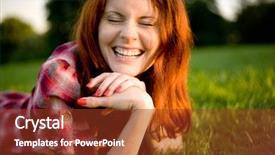  Presentation with relaxing - Audience pleasing PPT theme consisting of young happy woman relaxing backdrop and a tawny brown colored foreground