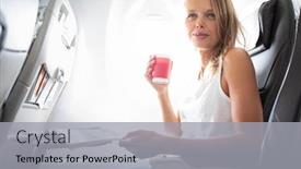  Presentation with taking flight - Cool new theme with young-happy-woman-taking-selfie backdrop and a light gray colored foreground