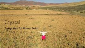  Presentation with aloe vera - PPT theme enhanced with young happy woman with open arms and looking to the sky in aloe vera field in fuerteventura canary islands spain background and a yellow colored foreground