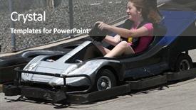  Presentation with car racing track - Presentation theme consisting of go carts - young having fun racing background and a gray colored foreground