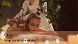  Presentation with body care spa body massage - Theme consisting of young-healthy-and-beautiful-woman background and a coral colored foreground
