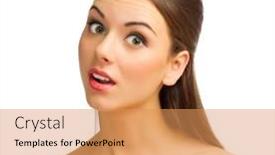  Presentation with healthy - Presentation with young-healthy-girl-isolated background and a coral colored foreground