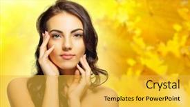  Presentation with healthy officebuilding - PPT layouts consisting of young healthy girl on autumn background and a yellow colored foreground