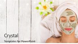  Presentation with face mask - Presentation theme with young healthy woman in spa background and a white colored foreground