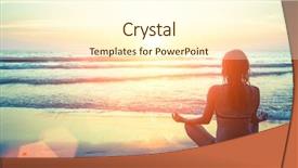  Presentation with health woman running female runner - Presentation design consisting of young healthy woman practicing yoga background and a  colored foreground