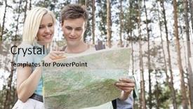  Presentation with hiking - Amazing slides having young hiking couple reading map in forest backdrop and a mint green colored foreground