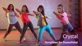  Presentation with hip hop - Beautiful slide deck featuring young hip-hop dance backdrop and a tawny brown colored foreground