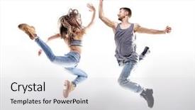  Presentation with break dance - Audience pleasing slides consisting of young hip hop dancers backdrop and a light gray colored foreground