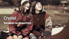  Presentation with hippie - Colorful presentation design enhanced with young hippie couple in autumn backdrop and a tawny brown colored foreground