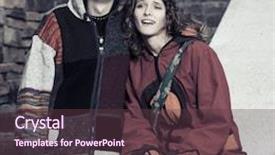  Presentation with hippie - Presentation theme featuring young hippie couple in love background and a tawny brown colored foreground