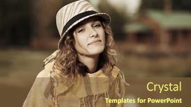  Presentation with hippie - Beautiful slide set featuring young hippie woman against a nature background backdrop and a tawny brown colored foreground