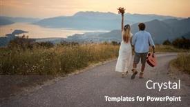  Presentation with road trip - Presentation theme featuring young-hipster-man-and-woman background and a gray colored foreground